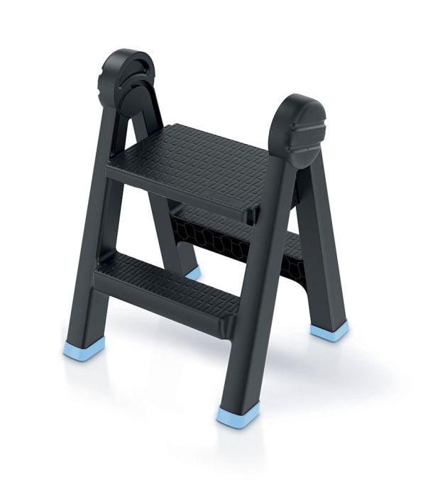 Schůdky TITAN LADDER černý s modrými prvky 47,0x43,5x63,0cm
