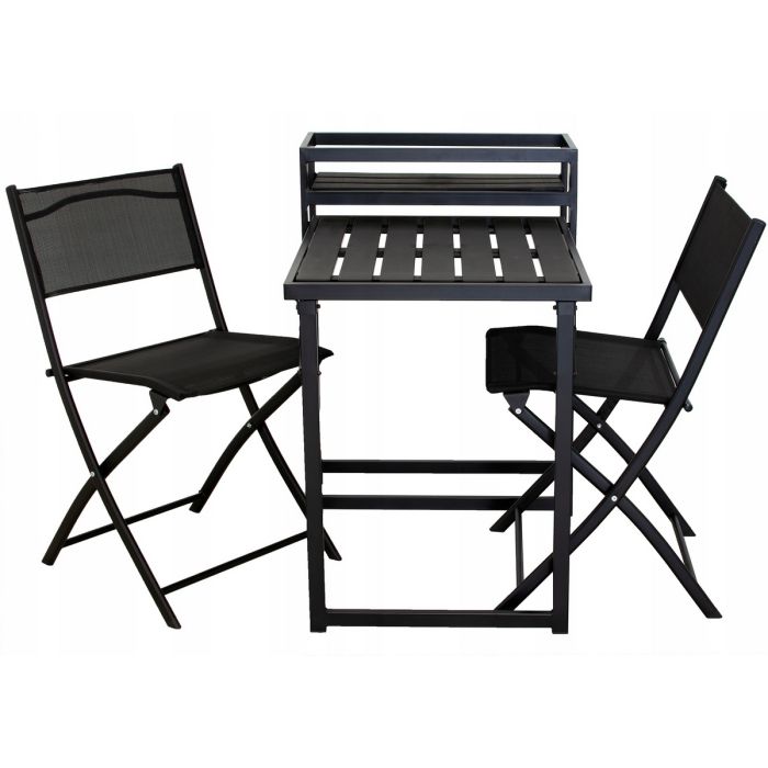 Balkónový set včetně květníku SENDY černý, 3ks