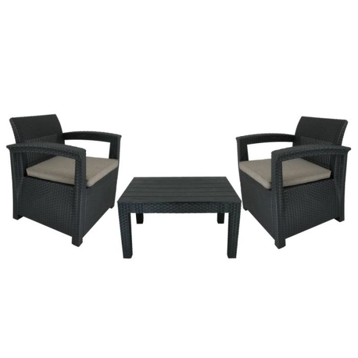 Zahradní set nábytku Rattan stůl + 2 křesla