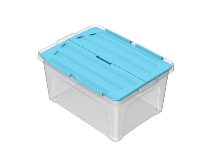 Multibox ECO s připevněným víkem 30l, víko modré