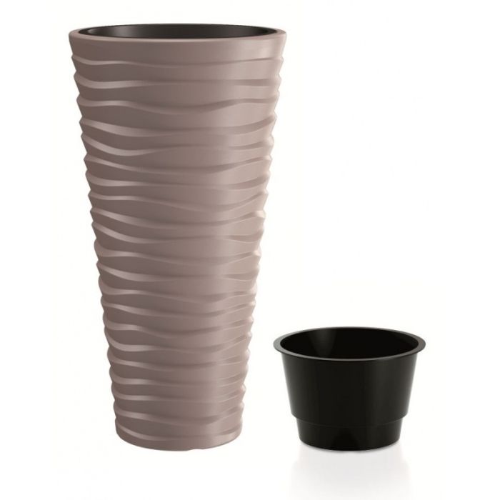 Květináč vysoký s vkladem Sand 35cm mocca