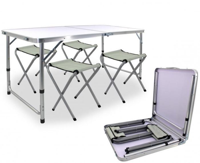 Kempingový skladací set (stůl + 4křesla) 120 x 60 x 70 cm