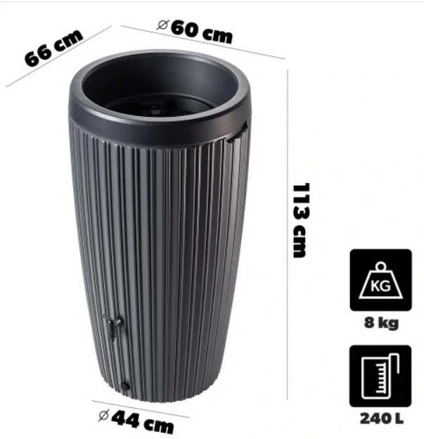 Sud na dešťovou vodu Mika 240l šedý