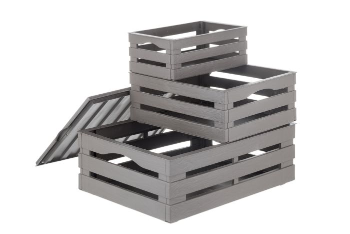 ALDOTRADE Set přepravek Tina Tris 3ks hnědý
