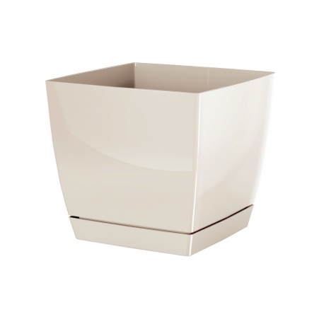 Květináč COUBI hranatý s miskou 18 cm - Kávová